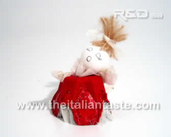 little angel dressed in red and white, handmade angel