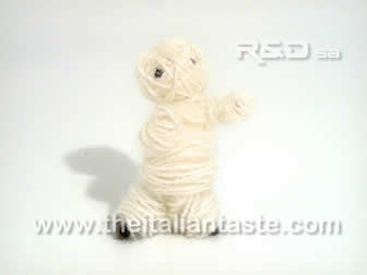 handmade mummy, make it with silver plated wire and wind around white mohair wool