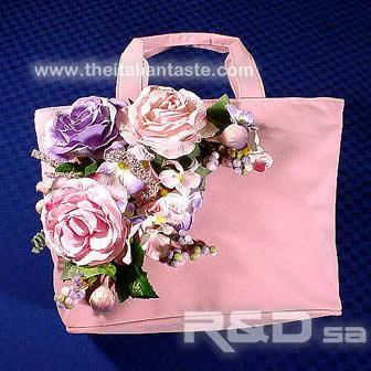 handmade handbag - pink purse with flowers