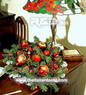 Christmas red decoration on a piece of furniture