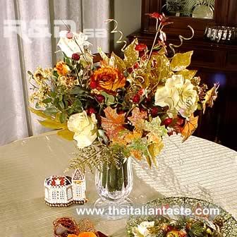 vaso di fiori per natale con rose di seta