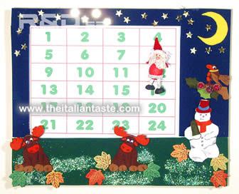 Advent calendar or countdown to Christmas made with a white blackboard, felt and elk and  snowman template 