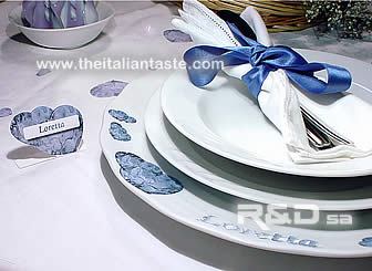 valentine's day table with blue decorations