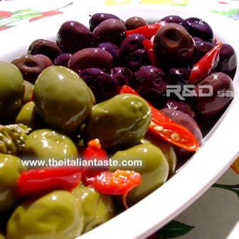 dressed green and black olives