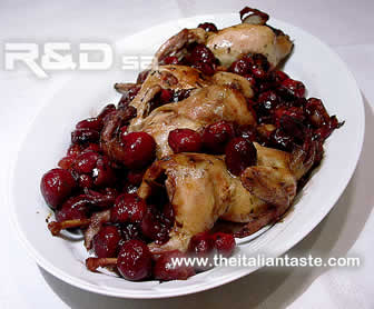 quails with cherries