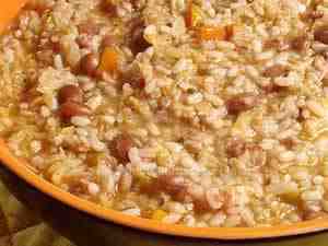 Risotto with beans and lard Italian style