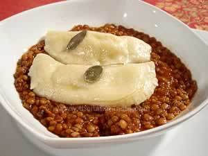 Lentils in tomato sauce. Typical Italian food