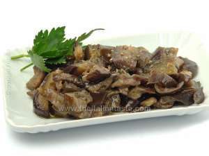 Authentic Italian recipe with eggplants cooked in oil with garlic and parsley