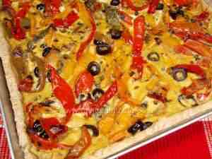 Italian savory tart with a special filling made with bell peppers and eggs