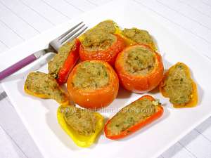 bell peppers and tomatoes filled with meat