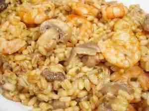 Risotto with assorted mushrooms and king prawns
