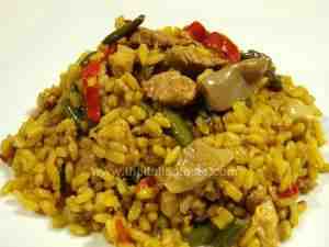 saffron rice with meat and vegetables