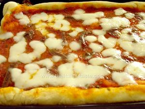 Pizza con mozzarella e acciughe