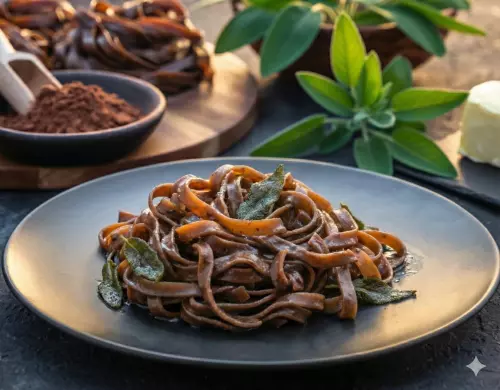 Cocoa tagliatelle (noodles)