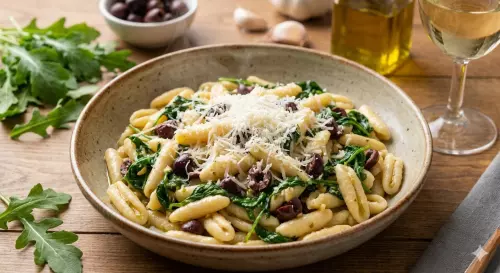 Cavatelli with rocket & olives (Apulia and Basilicata)