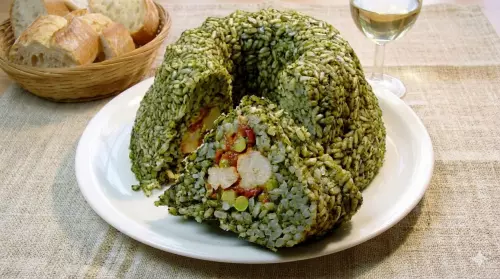 Rice Timbale With Stone Bass Balls