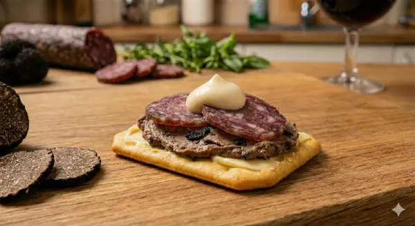 Tartine with wild boar and paté on the top