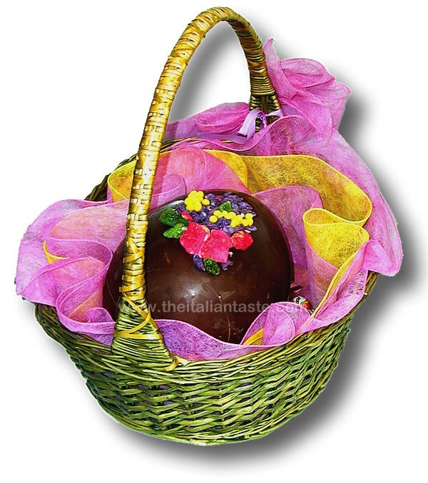 A delicious basket full of chocolate eggs