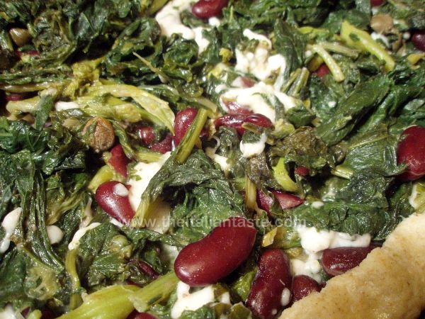 Savoury tart with turnip tops