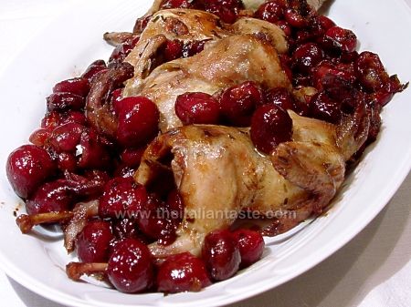 Quails with cherries