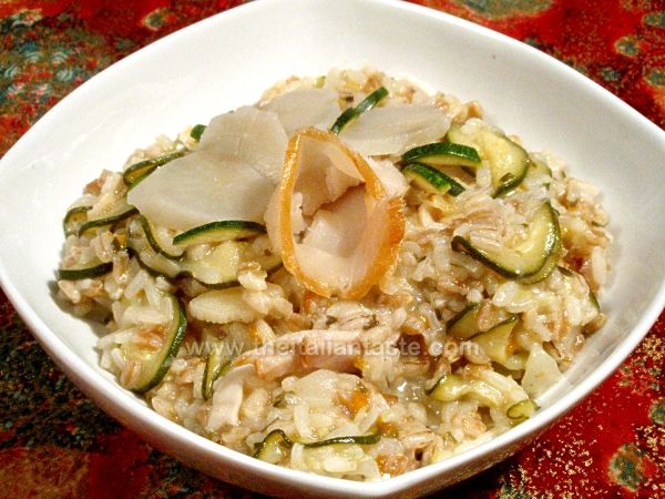 Smoked sturgeon risotto