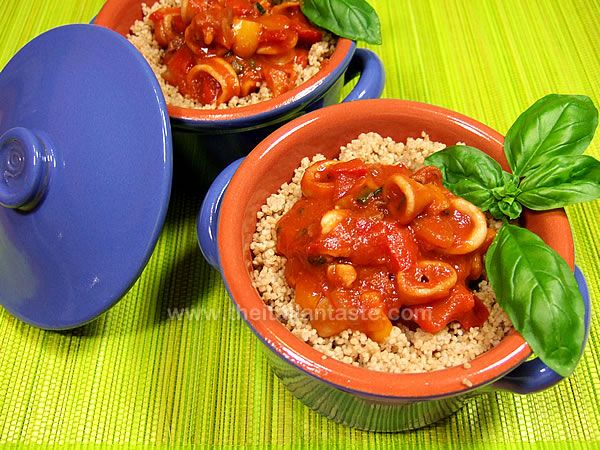 Squid and bell pepper couscous